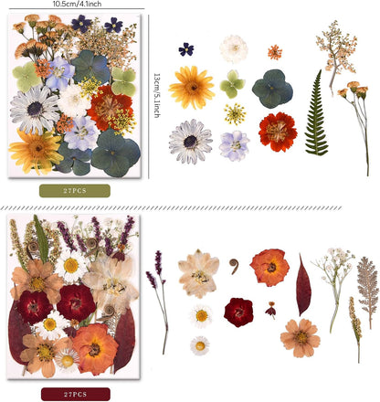 5 Packs of 140 Pressed Dried Flowers and Leaves for Resin | Assorted Real Natural Dry Flowers with Tweezers For DIY Crafts, Jewelry, Card Making, Soap,Candles, Nail Art, Scrapbooking