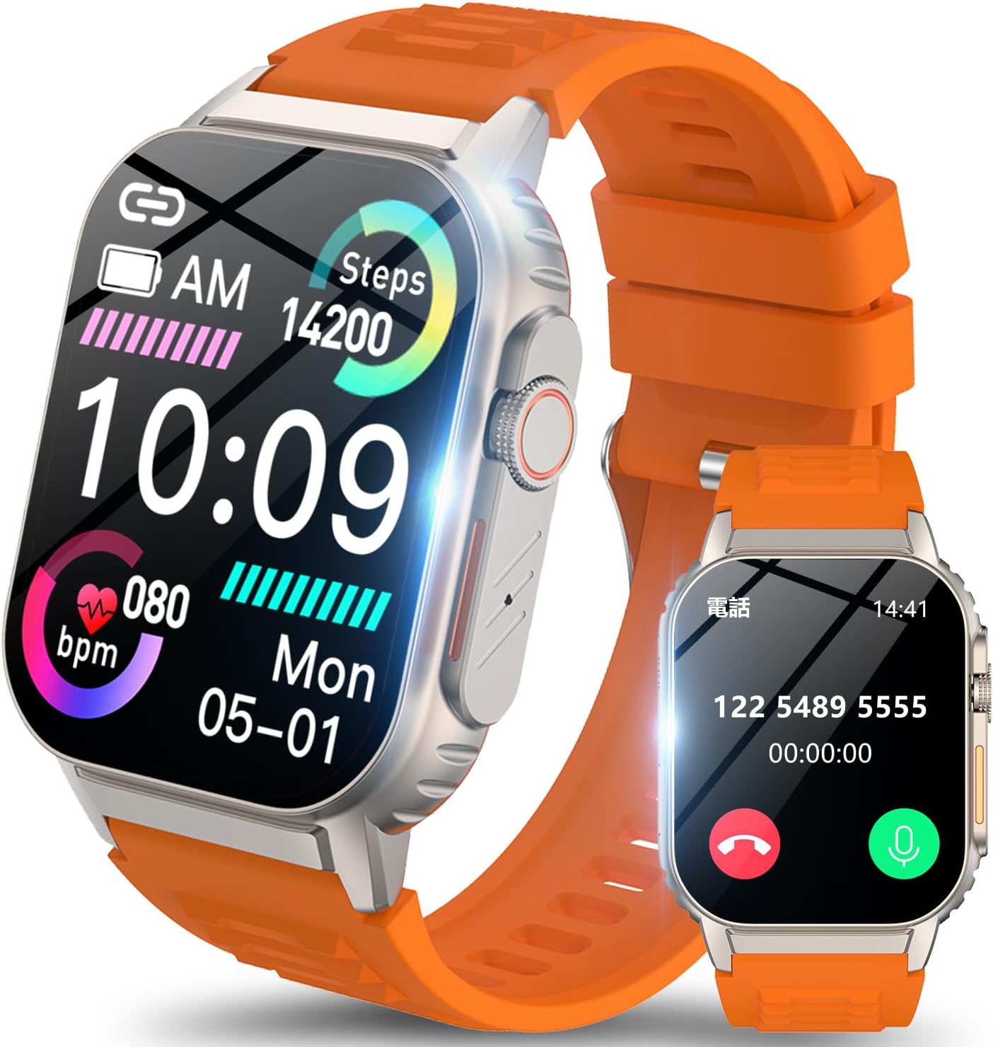 Smart Watch for Men Women(Dial/Answer Calls), Activity Trackers with Heart Rate/Sleep Monitor, 100 Sports Modes/IP68 Waterproof, 2.01" HD Touchscreen Fitness Watch Compatible with Android iOS (Orange)