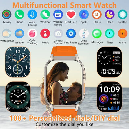 Smart Watch for Men Women(Dial/Answer Calls), Activity Trackers with Heart Rate/Sleep Monitor, 100 Sports Modes/IP68 Waterproof, 2.01" HD Touchscreen Fitness Watch Compatible with Android iOS (Orange)
