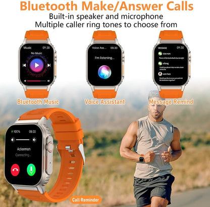 Smart Watch for Men Women(Dial/Answer Calls), Activity Trackers with Heart Rate/Sleep Monitor, 100 Sports Modes/IP68 Waterproof, 2.01" HD Touchscreen Fitness Watch Compatible with Android iOS (Orange)