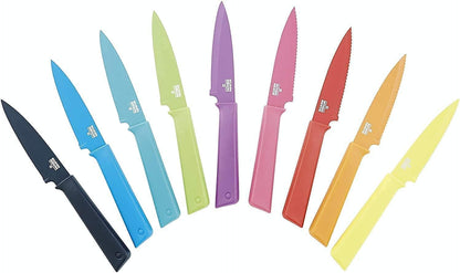 Colori+ Non-Stick Straight Paring Knife with Safety Sheath, 4 inch/10.16 cm Blade, Yellow