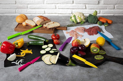 Colori+ Non-Stick Straight Paring Knife with Safety Sheath, 4 inch/10.16 cm Blade, Yellow