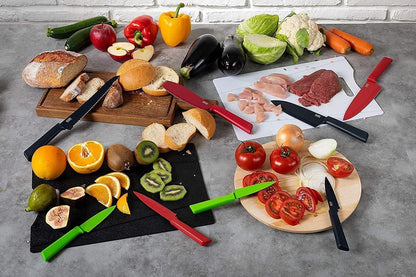 Colori+ Non-Stick Straight Paring Knife with Safety Sheath, 4 inch/10.16 cm Blade, Yellow
