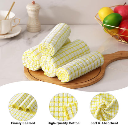 Cotton 10 Pack Terry Kitchen Dish Cloths, 12 x 12 Inches Super Soft and Absorbent Dish Rags, Quick Drying Dish Towels for Washing Dishes, Yellow