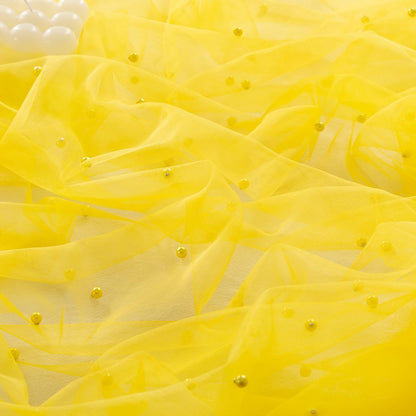 Pearl Table Runner Summer Tulle Gauze Sheer Wedding Party Home Decor | Yellow Cheesecloth 10FT Chiffon Dining Birthday Baby Shower Bridal Anniversary Holiday Centerpiece Table Decorations