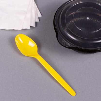U2100 (Yellow) 5.9" PS Heavy-Weight Disposable Teaspoon, Yellow (Pack of 1000)