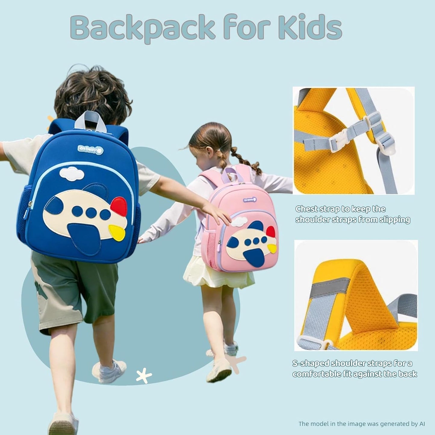 Kids Kindergarten Backpack for Toddlers -Nursery Schoolbag Waterproof Nylon Preschool Bag for Boys & Girls