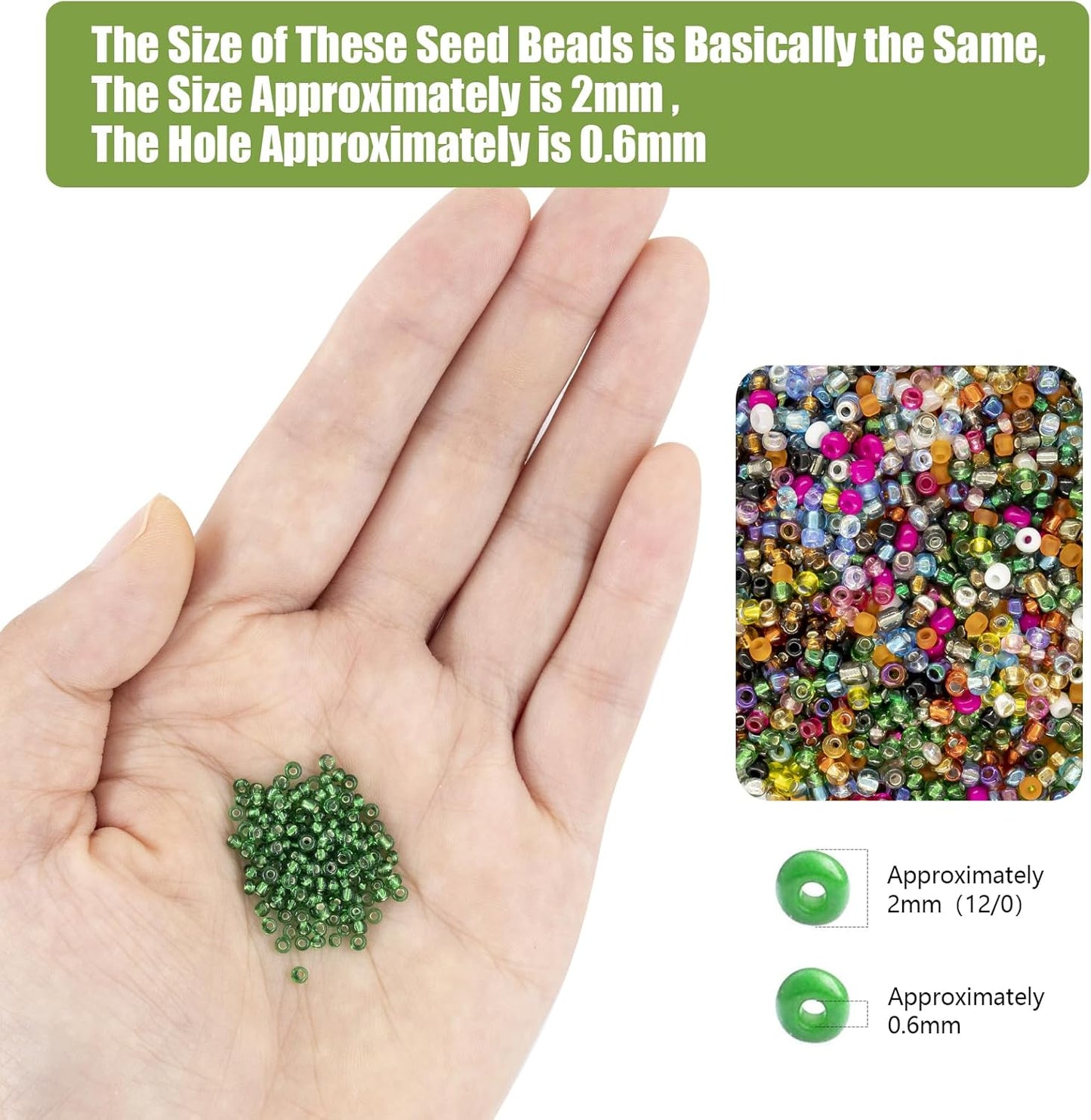 24000Pcs 2mm Glass Seed Beads Kit, with 28 Colors Small Beads Kit for Girls,Women and Adults,Bracelets, Necklaces,Earring,Jewelry Making Supplies