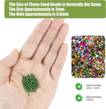 24000Pcs 2mm Glass Seed Beads Kit, with 28 Colors Small Beads Kit for Girls,Women and Adults,Bracelets, Necklaces,Earring,Jewelry Making Supplies