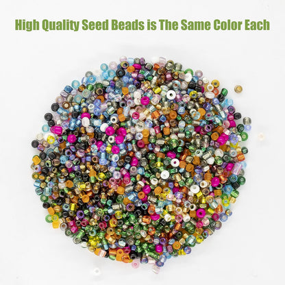 24000Pcs 2mm Glass Seed Beads Kit, with 28 Colors Small Beads Kit for Girls,Women and Adults,Bracelets, Necklaces,Earring,Jewelry Making Supplies