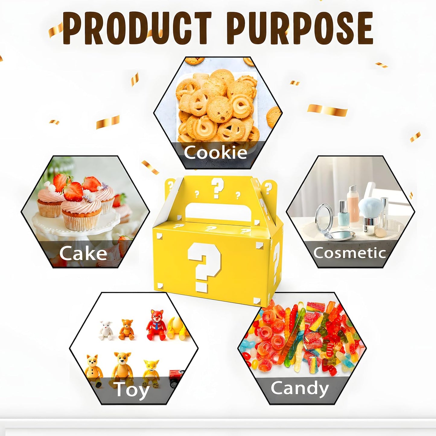 12 Pcs Video Game Question Mark Party Favor Boxes Yellow Mystery Box | Yellow gable candy boxes | Video game birthday decorations | Arcade surprise blind bags | Kids gamer party treat goodie box