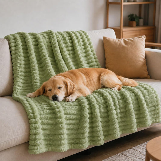 Emotional Support Blanket for Dogs, Yellow Dog Blanket, Calming Security Pet Blanket, Soft Faux Rabbit Fur, Washable Anxiety Relief Dog Blankets for Kennel Sofa (Green,27x39in)