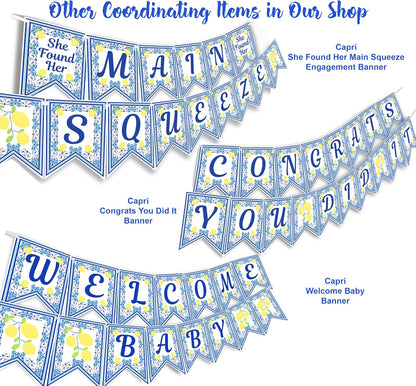Capri Lemon Cupcake Kit - 48 Pieces - 24 Cupcake Toppers and Wrappers - 40th 50th 60th Birthday Party - Blue Tile Party Decorations - Blue Tile Party Supplies - Italian Party Decorations - Cupcake