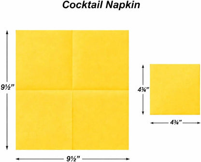 Paper Cocktail Napkins - Linen-Like Disposable Beverage Bar Napkins 4.75" x 4.75" - Bulk Square Napkins - Ideal for Party or Wedding (Yellow -100 Count)