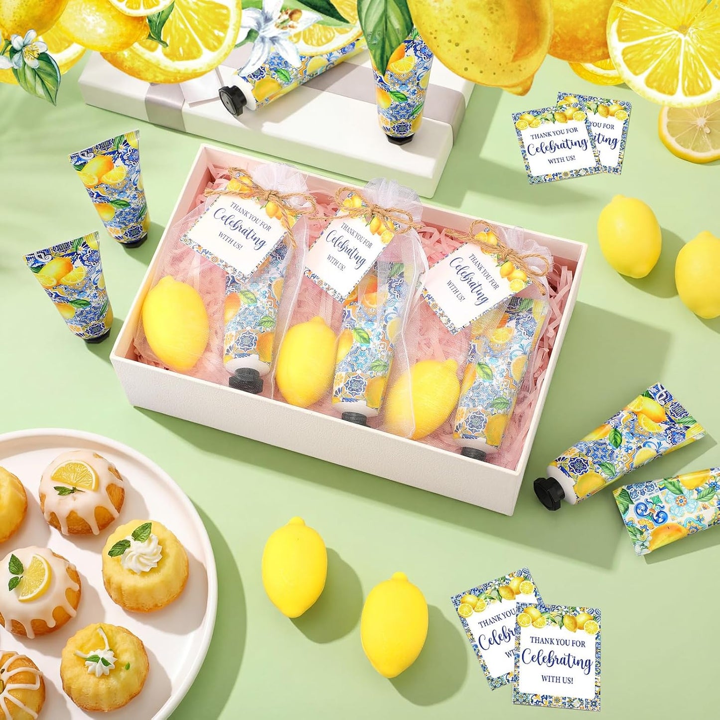 50 Pcs / 25 Sets Capri Lemon Baby Shower Party Favors for Guests Sweet One Italian Lemon Shaped Soaps Bridal Shower Return Gifts Amalfi Themed Hand Cream for Bridal Wedding Gender Reveal