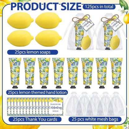 50 Pcs / 25 Sets Capri Lemon Baby Shower Party Favors for Guests Sweet One Italian Lemon Shaped Soaps Bridal Shower Return Gifts Amalfi Themed Hand Cream for Bridal Wedding Gender Reveal