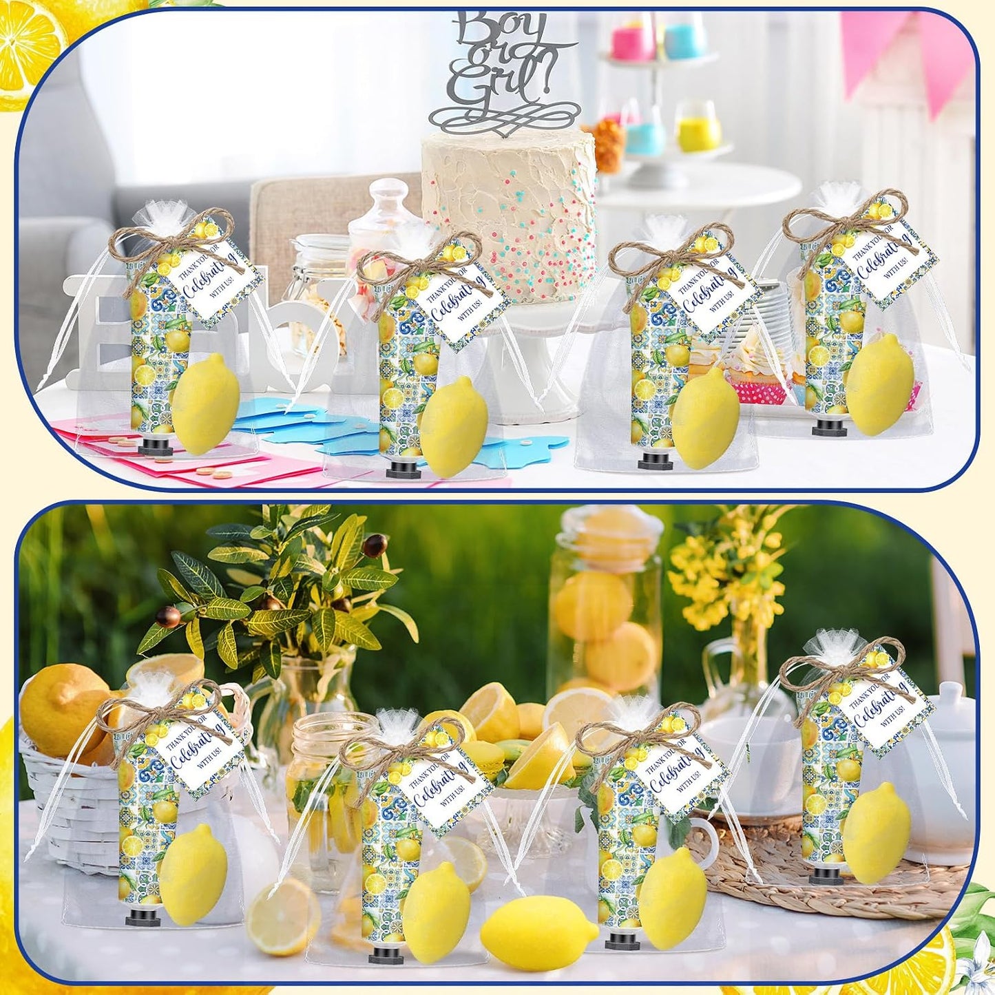 50 Pcs / 25 Sets Capri Lemon Baby Shower Party Favors for Guests Sweet One Italian Lemon Shaped Soaps Bridal Shower Return Gifts Amalfi Themed Hand Cream for Bridal Wedding Gender Reveal