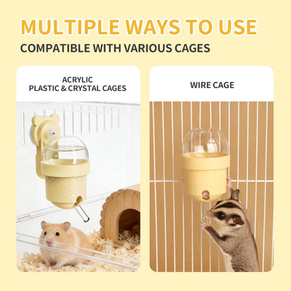 No Drip Hamster Water Bottle with Strong Suction Cup – 3.7oz Leak Proof Small Animal Water Bottle for Glass Tank & Acrylic Cage, Ideal for for Hamster, Sugar Glider, Guinea Pig Gerbil, Rat(Yellow)
