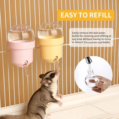 No Drip Hamster Water Bottle with Strong Suction Cup – 3.7oz Leak Proof Small Animal Water Bottle for Glass Tank & Acrylic Cage, Ideal for for Hamster, Sugar Glider, Guinea Pig Gerbil, Rat(Yellow)