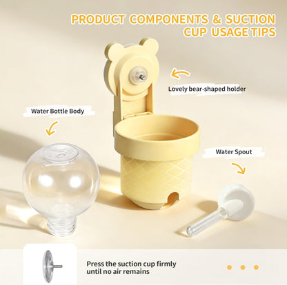 No Drip Hamster Water Bottle with Strong Suction Cup – 3.7oz Leak Proof Small Animal Water Bottle for Glass Tank & Acrylic Cage, Ideal for for Hamster, Sugar Glider, Guinea Pig Gerbil, Rat(Yellow)