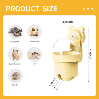 No Drip Hamster Water Bottle with Strong Suction Cup – 3.7oz Leak Proof Small Animal Water Bottle for Glass Tank & Acrylic Cage, Ideal for for Hamster, Sugar Glider, Guinea Pig Gerbil, Rat(Yellow)