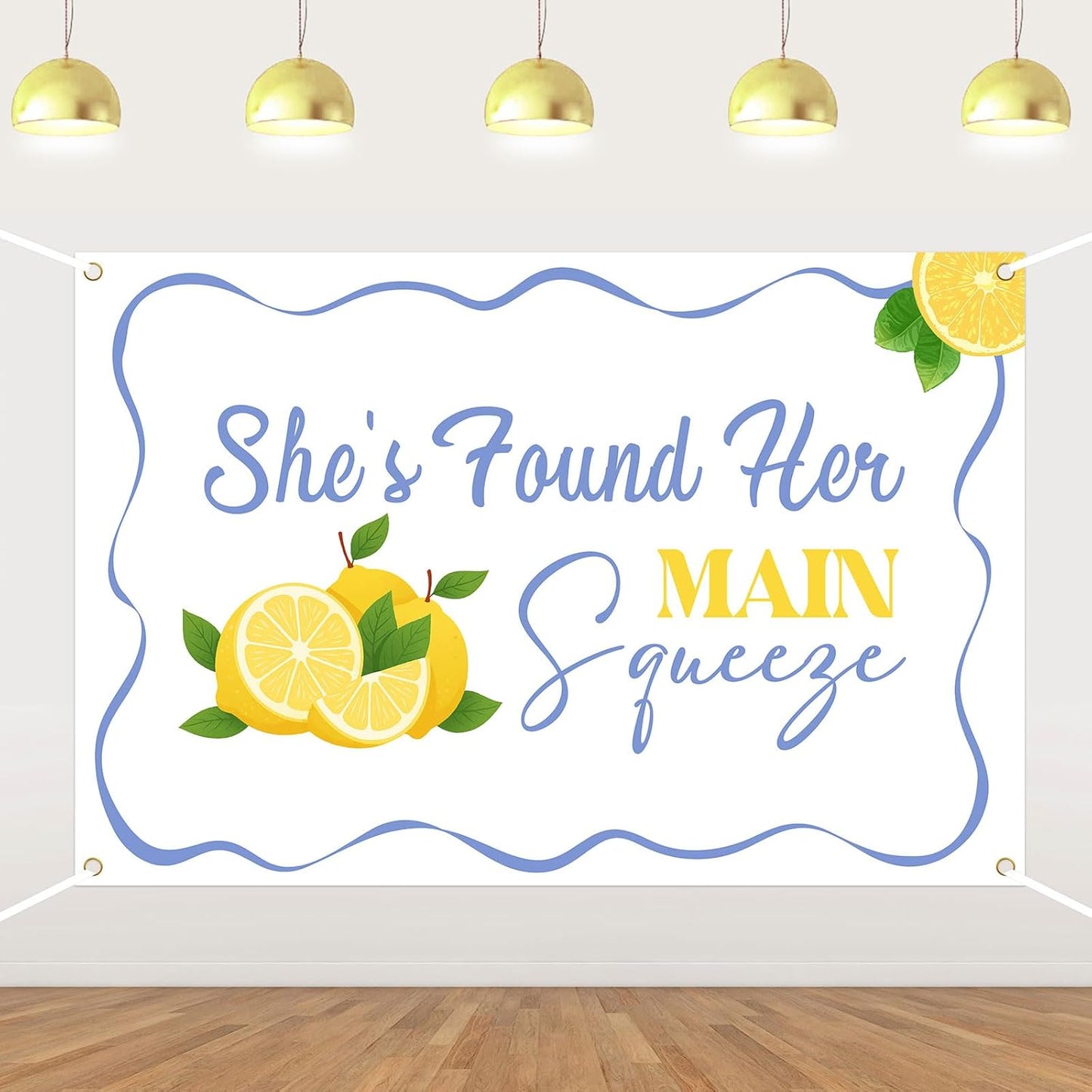 She Found Her Main Squeeze Backdrop Main Squeeze Bridal Shower Decorations Lemon Bride to Be Banenr for Lemon Theme Bridal Shower Bachelorette Wedding Engagement Decorations Party Supplies 5 * 3ft