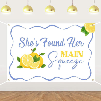 She Found Her Main Squeeze Backdrop Main Squeeze Bridal Shower Decorations Lemon Bride to Be Banenr for Lemon Theme Bridal Shower Bachelorette Wedding Engagement Decorations Party Supplies 5 * 3ft
