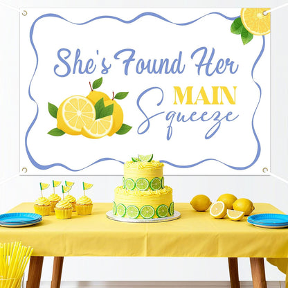 She Found Her Main Squeeze Backdrop Main Squeeze Bridal Shower Decorations Lemon Bride to Be Banenr for Lemon Theme Bridal Shower Bachelorette Wedding Engagement Decorations Party Supplies 5 * 3ft