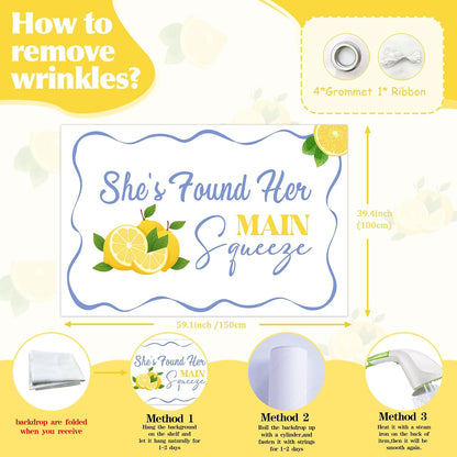 She Found Her Main Squeeze Backdrop Main Squeeze Bridal Shower Decorations Lemon Bride to Be Banenr for Lemon Theme Bridal Shower Bachelorette Wedding Engagement Decorations Party Supplies 5 * 3ft