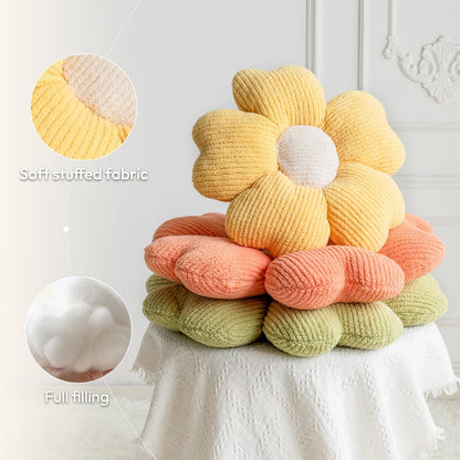 Sioloc Flower Shaped Pillow, Flower Floor Pillow, Seat Cushion, Cute Aesthetic Pillow, Decorative Pillows for Bed Sofa Couch(Yellow,19.7Inch)