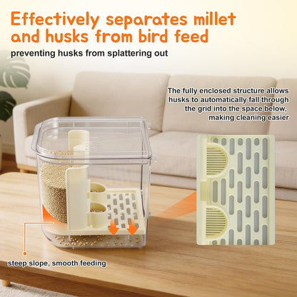 No Mess Bird Feeder Water Dispenser Set, Yellow, 1 Set | Multifunctional Seed Feeder, Easy Cleanup Bird Cage Accessories