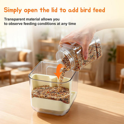 No Mess Bird Feeder Water Dispenser Set, Yellow, 1 Set | Multifunctional Seed Feeder, Easy Cleanup Bird Cage Accessories