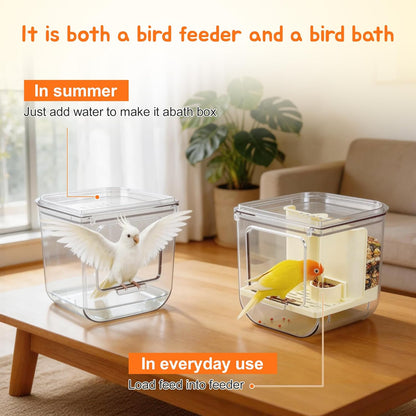 No Mess Bird Feeder Water Dispenser Set, Yellow, 1 Set | Multifunctional Seed Feeder, Easy Cleanup Bird Cage Accessories
