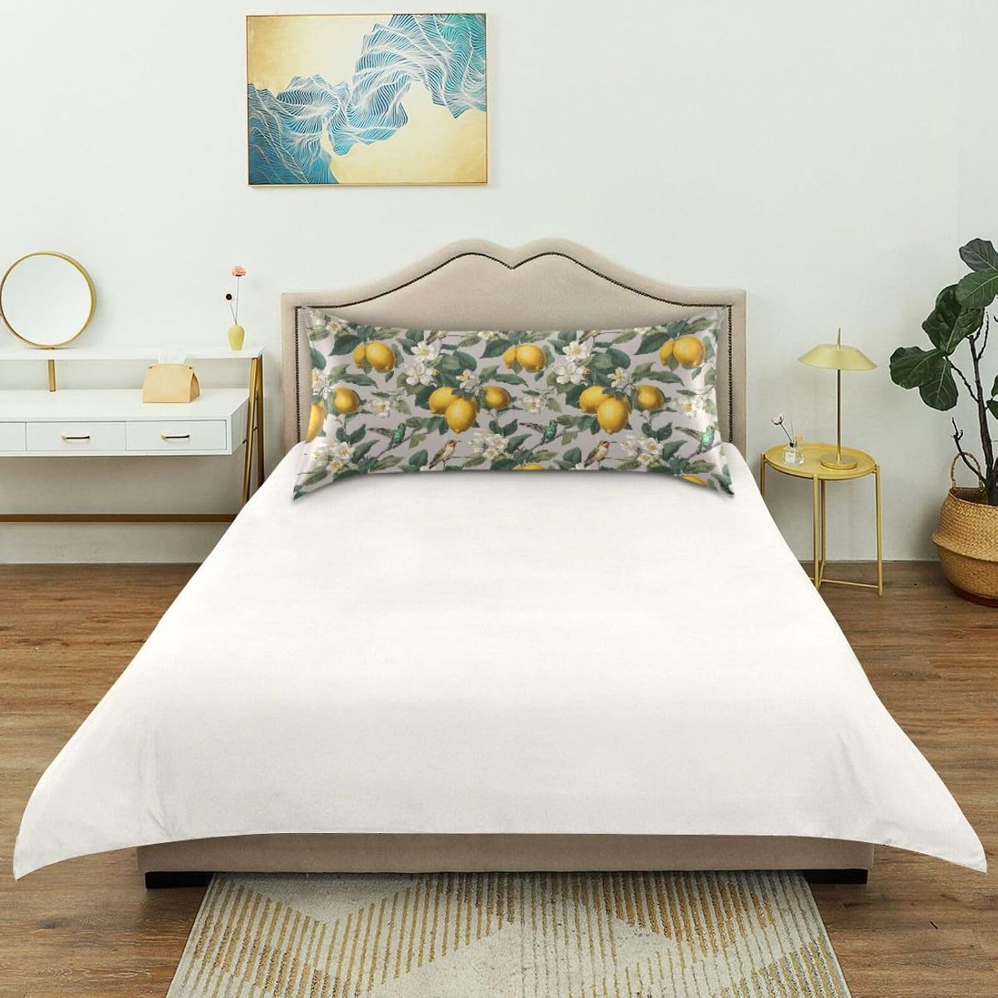Satin Pillowcase 1 Pack Lemon Yellow Citrus Fruits (56) Similar to Silk Pillow Cases, 20" x 26" Soft Smooth Breathable Cool Pillow Cover for Hair and Skin, Standard Size