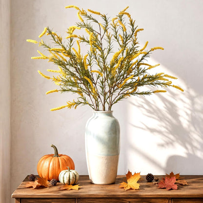 3 Pcs Fall Faux Salvia Artificial Fake Flowers 36inch Yellow Salvia Flower Stems for Artificial Sage Plants with Foliage and Flower for Indoor Home Decor Wedding Centerpiece Autumn Decor