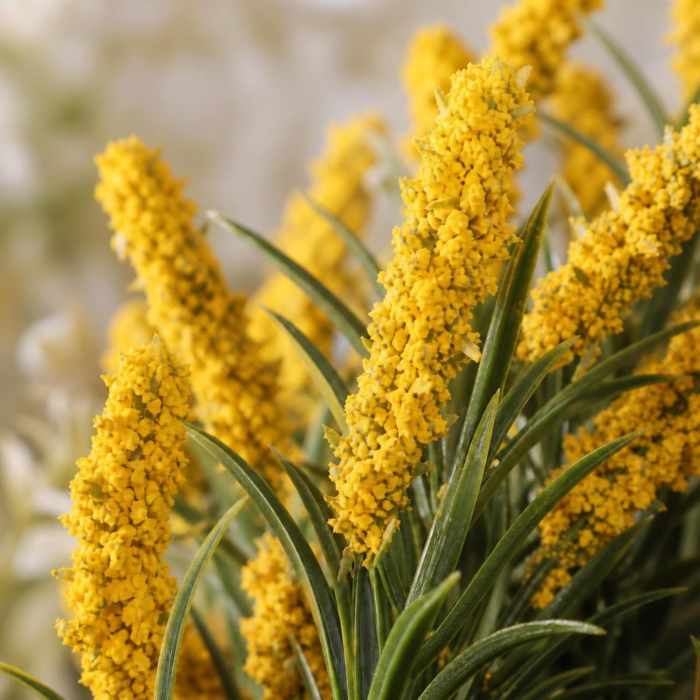 3 Pcs Fall Faux Salvia Artificial Fake Flowers 36inch Yellow Salvia Flower Stems for Artificial Sage Plants with Foliage and Flower for Indoor Home Decor Wedding Centerpiece Autumn Decor