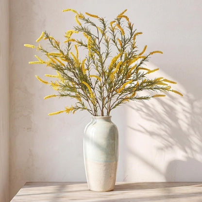 3 Pcs Fall Faux Salvia Artificial Fake Flowers 36inch Yellow Salvia Flower Stems for Artificial Sage Plants with Foliage and Flower for Indoor Home Decor Wedding Centerpiece Autumn Decor