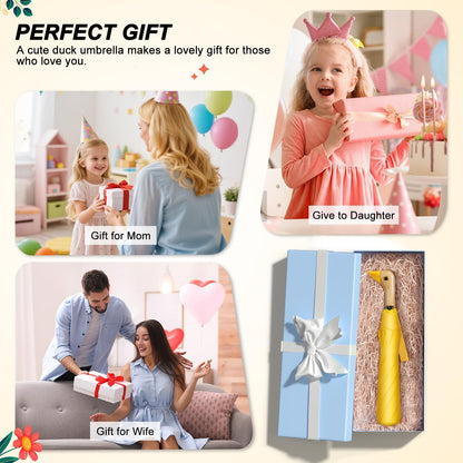 Duck Umbrella Travel Size Cute Compact Portable Waterproof for Kids Gifts | Cute duck beak handle for women/kids/commute/travel & gifts. 42 inch arc, 17 inch fold.