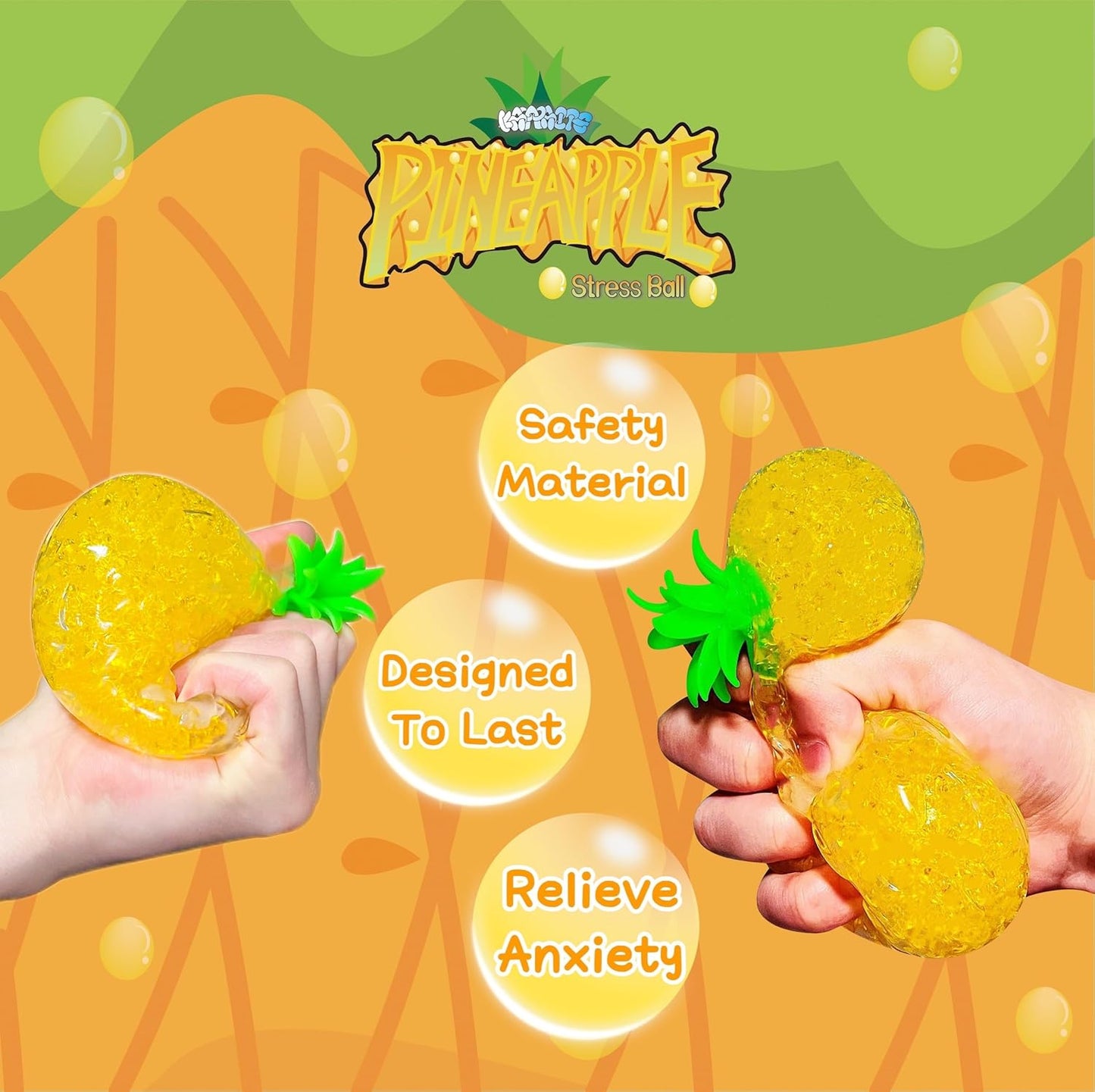 Pineapple Squishy Stress Balls (1 Pack) Fruit Stress Squishy Ball | Pineapple Squishy Stress Balls for Adults, Ideal for Vase Filler, Home Decor, Christmas Decor, Easter Basket Stuffers