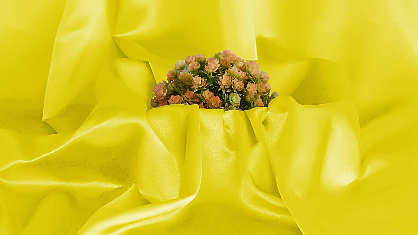 Satin Fabric 5 Yards, 44" Wide, Silky Smooth Charmeuse Sateen Cloth for Wedding Arch Drapery Panel Backdrop Party Event Banquet Home Decoration Curtain Crafts DIY Sewing Costume - Yellow