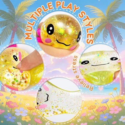 Axolotl Squishy Glitter Stress Relief Toy, Slow Rising Squishy (Yellow) | Relief Squishy Toys, Slow Rising Squishy Toys, Fidget Toys for Kids Youth Adult, Salamander Gift for Party Birthday Christmas