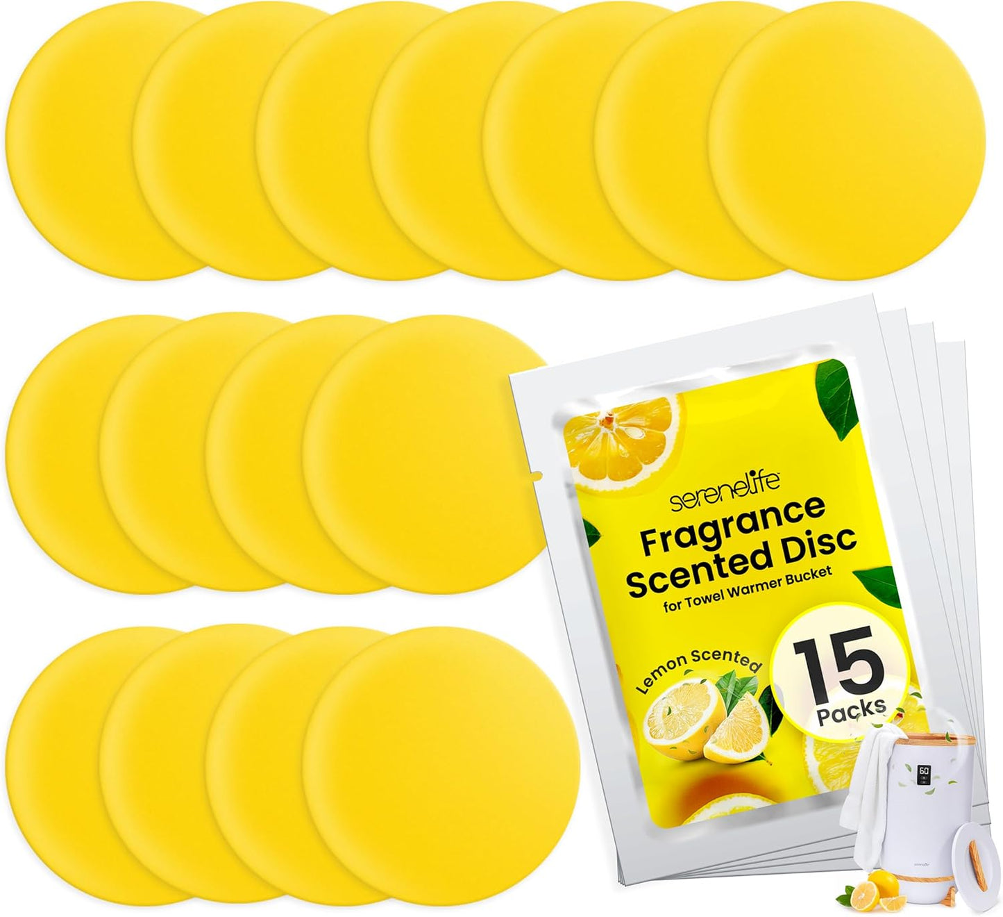 Fragrance Disc 15pcs Lemon Scented Fragrance Disc, Suitable for Towel Warmer Buckets Convenient Size Fits in Most Air Freshener Holders Fresh Aroma Stays for 30 to 60 Days