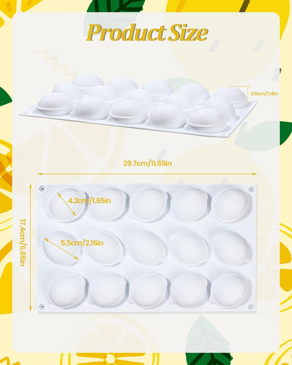 Lemon Silicone Molds, 15-Cavity 3D Lemon Molds - Non-Stick Baking Pan for Chocolate, Jelly, Fondant & More
