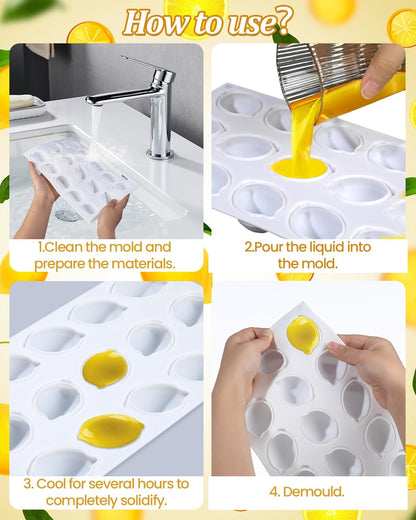 Lemon Silicone Molds, 15-Cavity 3D Lemon Molds - Non-Stick Baking Pan for Chocolate, Jelly, Fondant & More