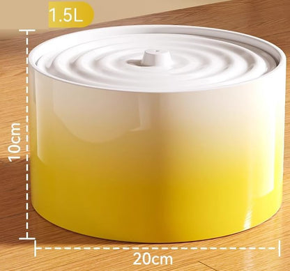 Ceramic Cat Water Fountain 1.5L/50.73oz Ceramic Cat Fountain Cats Water Dispenser Dog Water Bowl Dispenser Pet Fountain for Cats Indoor Yellow