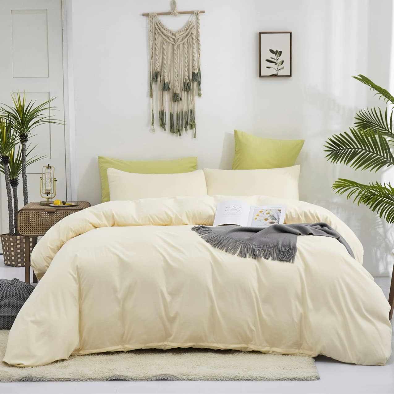 Light Yellow Comforter Set Full Ivory Bedding Set Men Breathable Beige Bedding Set Women Soft Off White Ivory Bedding Comforter Set Full Size Comforter