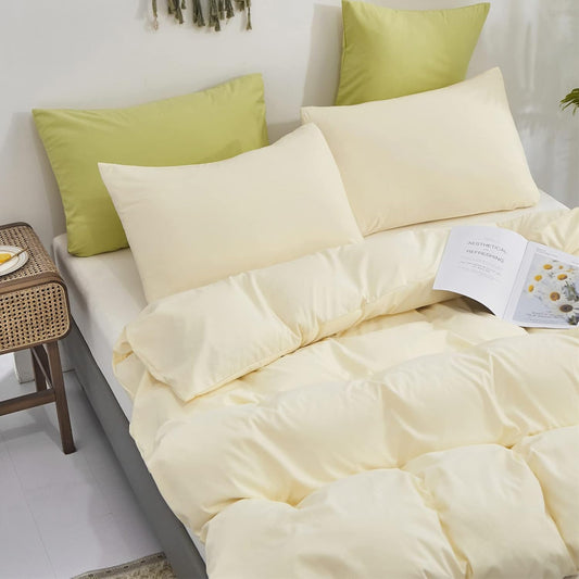 Light Yellow Comforter Set Full Ivory Bedding Set Men Breathable Beige Bedding Set Women Soft Off White Ivory Bedding Comforter Set Full Size Comforter