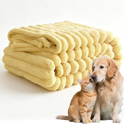 Dog Emotional Support Blanket Yellow, Soft and Comfortable Dog Blanket Made of Faux Rabbit Fur, Machine Washable Pet Carpet for Sofa, Kennel,Couch,Bed or Crate (A)