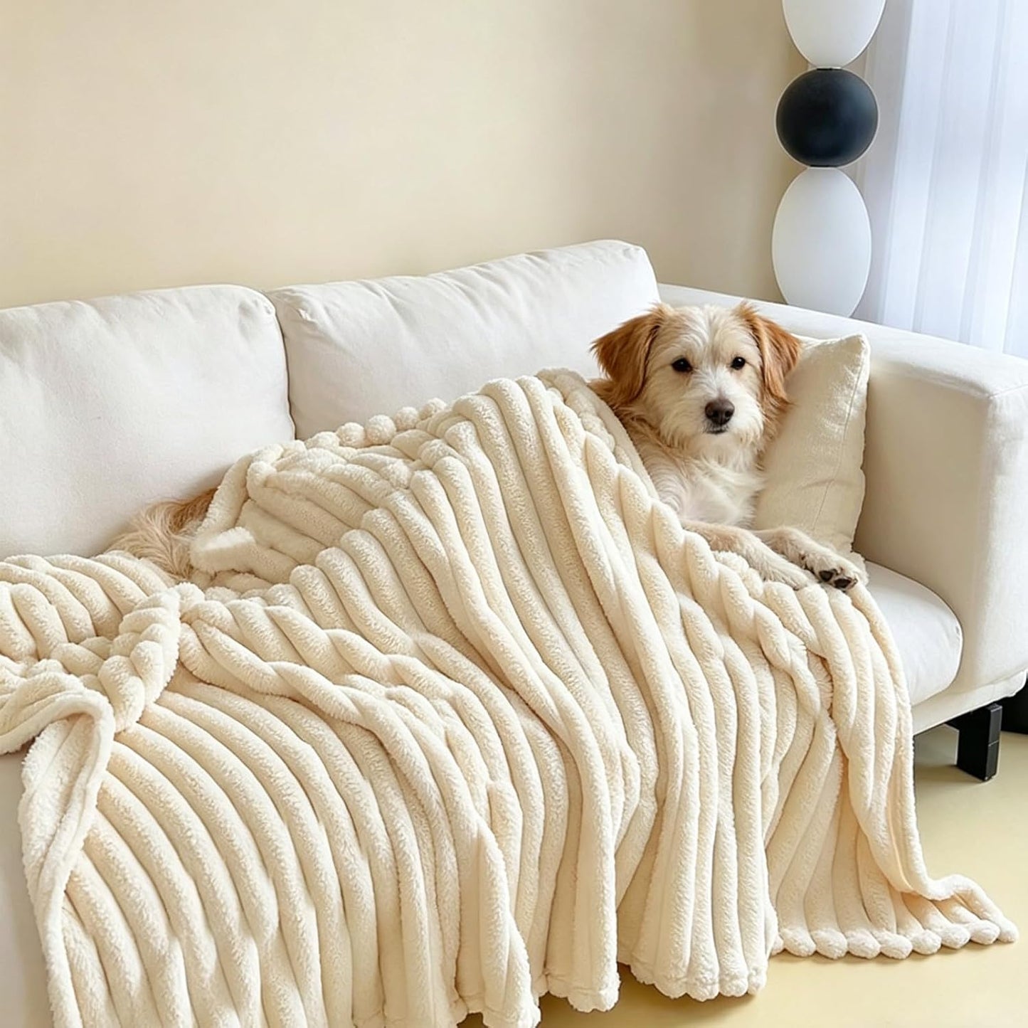 Dog Emotional Support Blanket Yellow, Soft and Comfortable Dog Blanket Made of Faux Rabbit Fur, Machine Washable Pet Carpet for Sofa, Kennel,Couch,Bed or Crate (A)