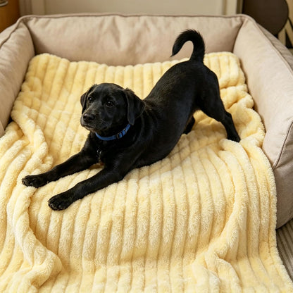 Dog Emotional Support Blanket Yellow, Soft and Comfortable Dog Blanket Made of Faux Rabbit Fur, Machine Washable Pet Carpet for Sofa, Kennel,Couch,Bed or Crate (A)